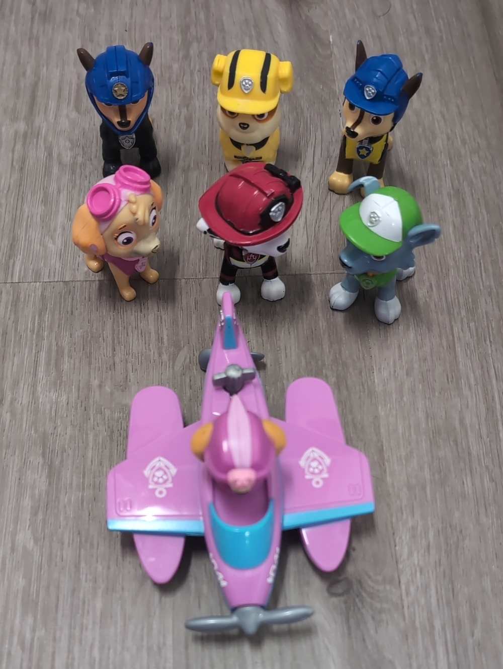 Paw Patrol Pink Purple Skye Plane with Six Character Figures